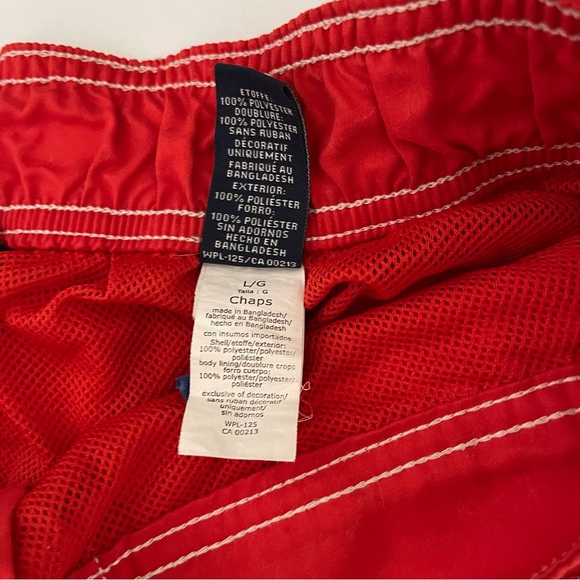 Chaps men LARGE Swim Trunks shorts Pockets mesh lined orange tropical swimwear - Picture 7 of 15